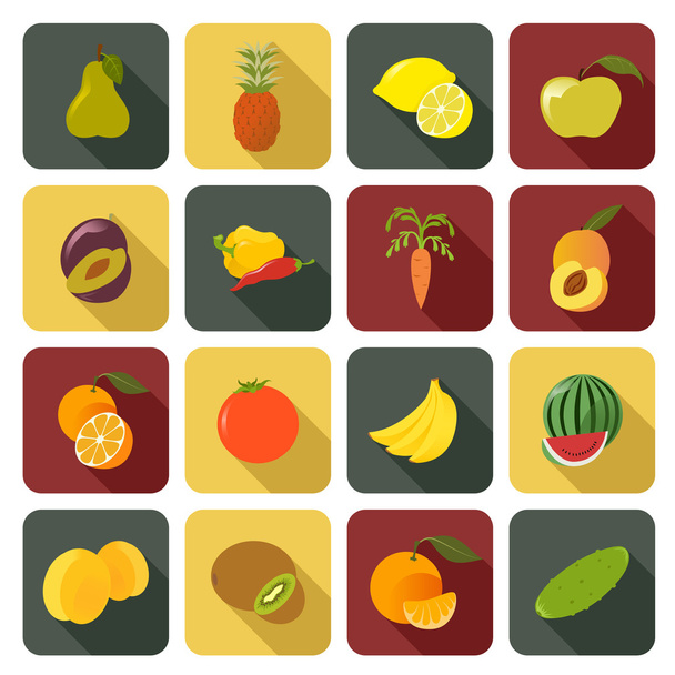 Fruit flat icons - Vektori, kuva