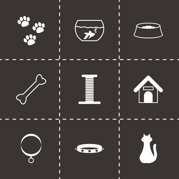 Vector black pet icons set - ベクター画像
