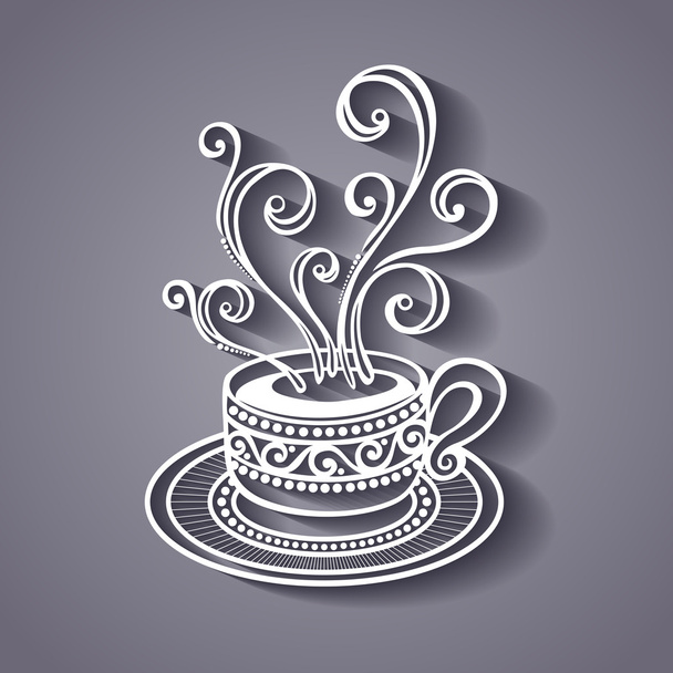 Decorative Cup of Coffee with Steam - Vektör, Görsel