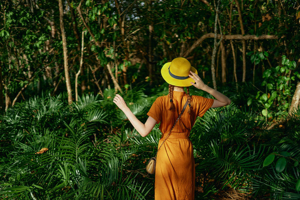 mujer excursionista selva naturaleza naturaleza viajes vacaciones - Foto, Imagen