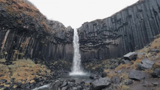 Svartifoss waterfall super slow motion - Footage, Video