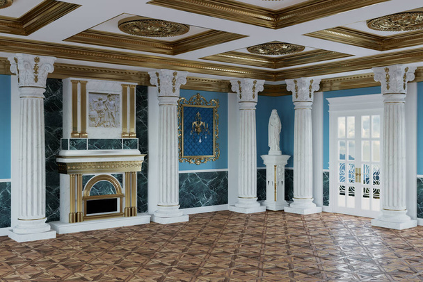 3d renderowanie wnętrza sali w stylu klasycznym - Zdjęcie, obraz
