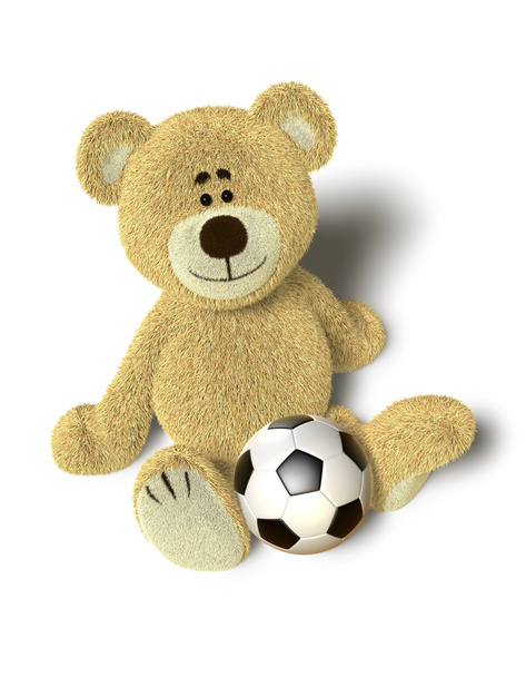 Teddy Bear lattialla pallo
 - Valokuva, kuva