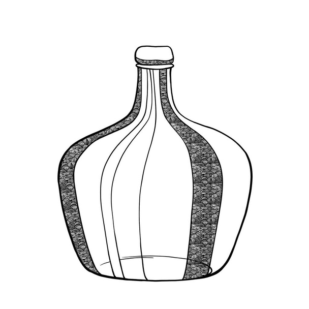 Contour illustration, with ornament, decorative bottle - Фото, изображение