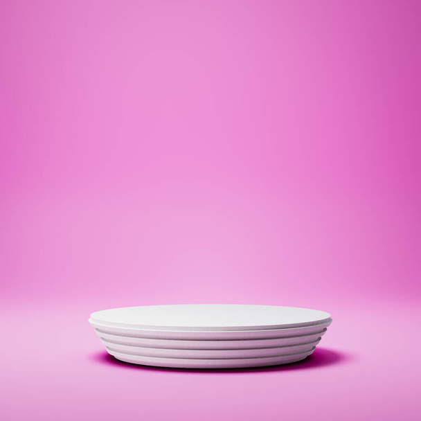 Weiß abgerundete Produktpräsentationsbühne auf violettem Hintergrund - Foto, Bild