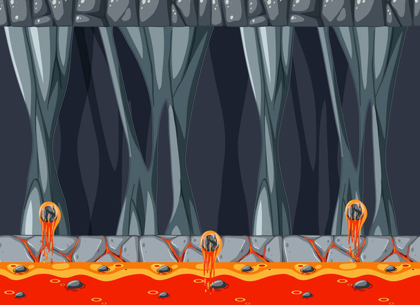 Šablona hry Lava Cave Platformer - Vektor, obrázek