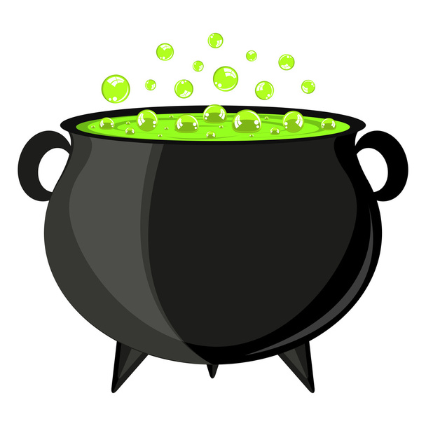 Black cauldron witches potion for Halloween - Vector, Image