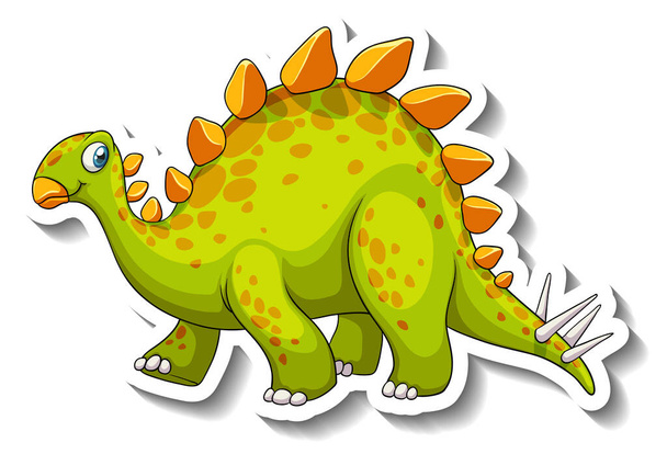 Stegosaurus dinossauro desenho animado personagem adesivo ilustração - Vetor, Imagem