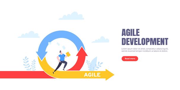 Agile development methodology business concept flat style design vector illustration isolated on white background. - Vector, Image