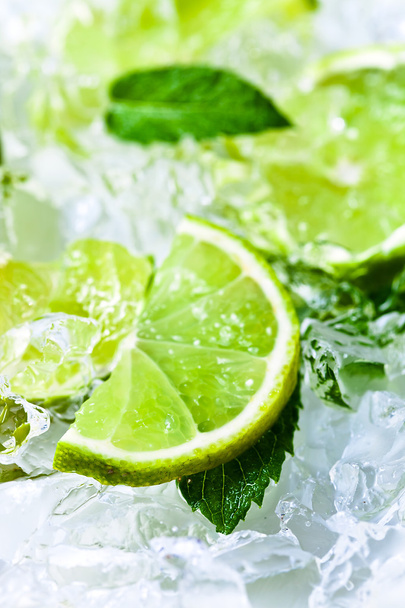lime slices and peppermint - Foto, Imagem