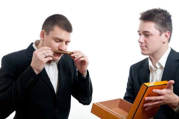 Young businessmen cigar - Fotografie, Obrázek
