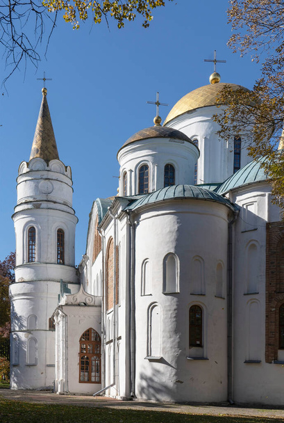 チェルニコフ市の変容大聖堂の断片。1679年にウクライナの相続人のお金で設立されました- Mazepa. - 写真・画像