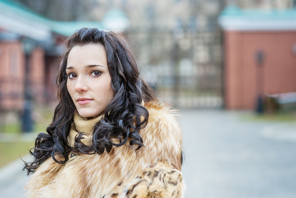 Girl in fur coat - Photo, Image