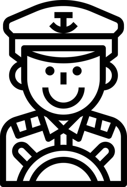 captain cruise hat icon in outline style - Vector, Image
