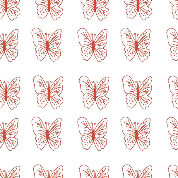 Seamless vector pattern with  butterflies on isolated background.Decorative,festive,repeating,bright print in flecked style.Design for textiles,wrapping paper,packaging,fabric. - Vector, Image