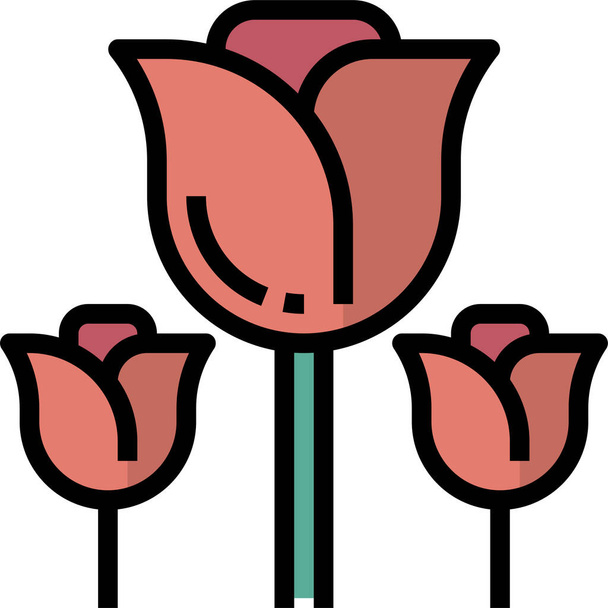 icono de la flor de la cristiandad católica en estilo de contorno lleno - Vector, Imagen