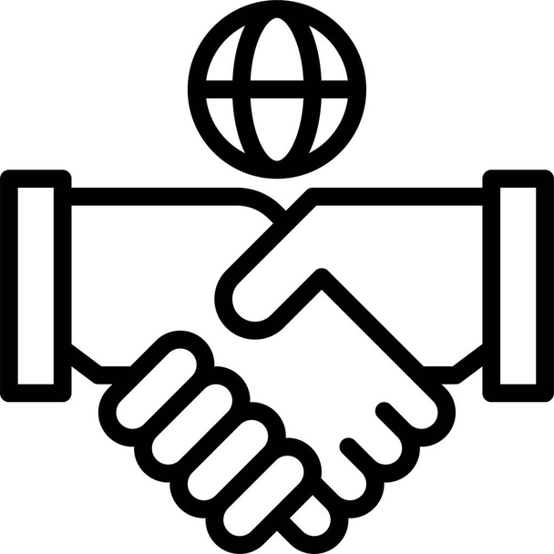 συμφωνημένο εικονίδιο επιχειρηματικής συνεργασίας σε στυλ περίγραμμα - Διάνυσμα, εικόνα