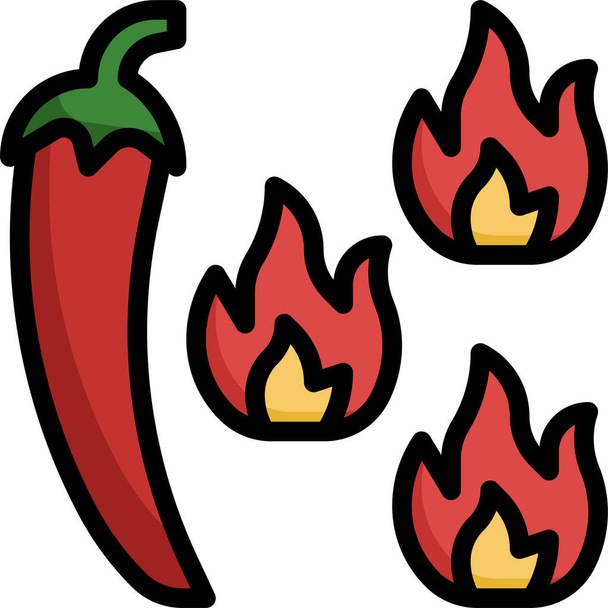 pittige chili hete pictogram - Vector, afbeelding