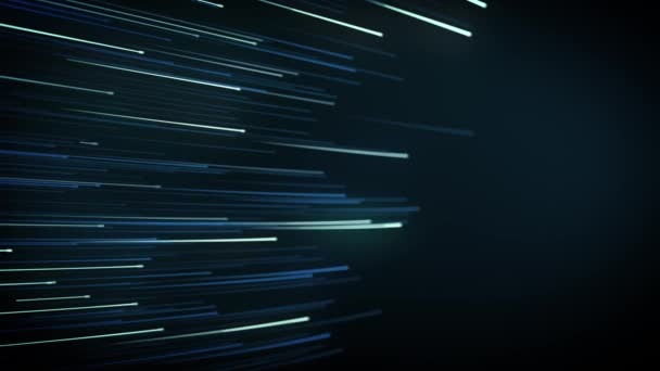 Streszczenie Light Fiber Strings Flowing Background Loop / 4k animacja abstrakcyjnej technologii tapety tło z płynących potężnych wzorów skoku prędkości i głębokości pola płynnego pętli - Materiał filmowy, wideo