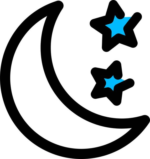 luna noche estrella icono en estilo de contorno lleno - Vector, imagen
