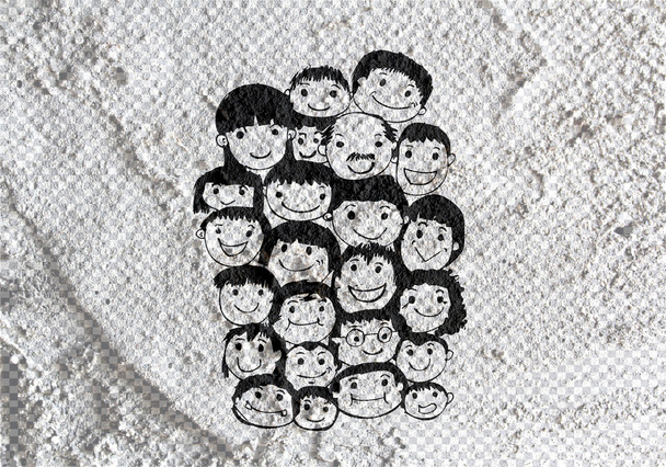 arc emberek cement fal textúra háttér - Fotó, kép