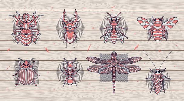 Abstract insects illustration - Διάνυσμα, εικόνα