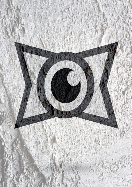 Eye icon character design on Cement wall texture background - Фото, изображение