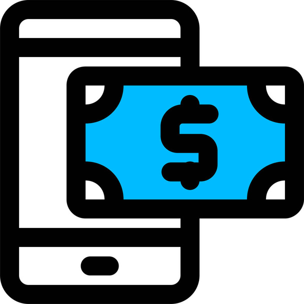 banking mobile money icon in filled-outline style - Vector, Image