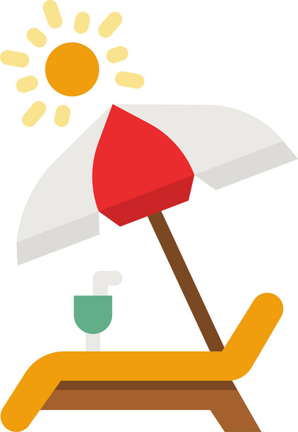 Yaz kategorisinde sandalye plajı şemsiyesi simgesi - Vektör, Görsel