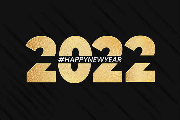 frohes neues Jahr 2022 Banner Hintergrund mit eleganten goldenen Zahlen Vektor Design Illustration - Vektor, Bild