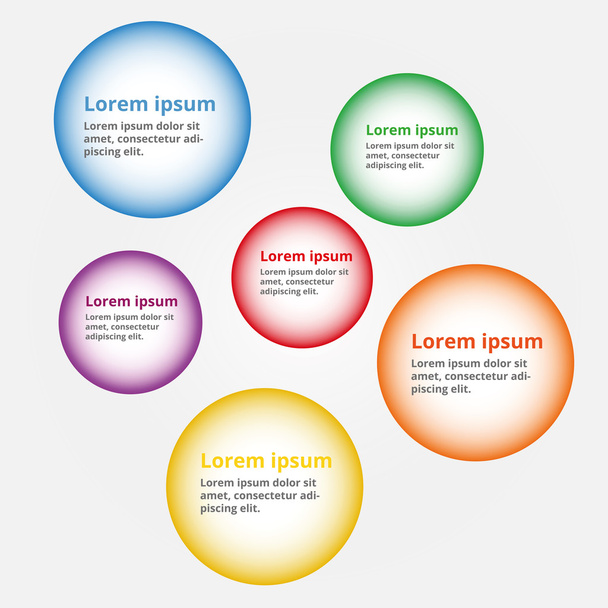 Infographies avec texte. Six cercles pour présenter ou enseigner
 - Vecteur, image