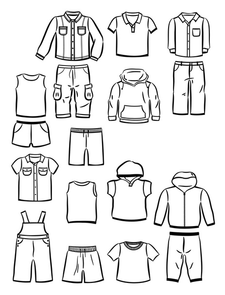 Konturen der Kleidung für kleine Jungen - Vektor, Bild