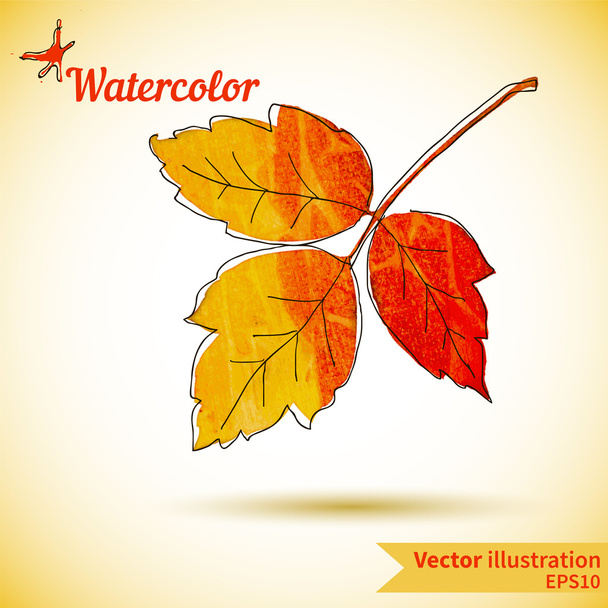 黄色と赤の葉で秋の組成 - ベクター画像