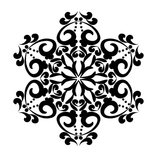Цветочный вектор мандала в дамасском стиле черный  - Вектор,изображение