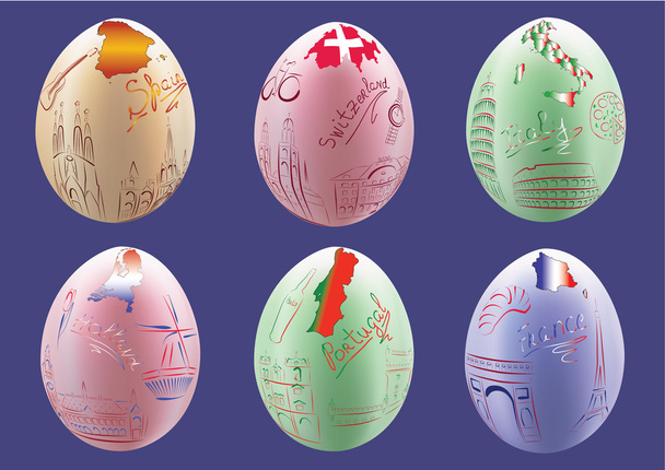 Easter eggs with countries - Vetor, Imagem