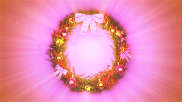 nice decorated christmas circlet colorful backdrop - cgi object 3D rendering - Zdjęcie, obraz