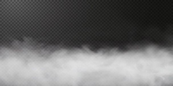 Biały dym odizolowany na przezroczystej czerni - Wektor, obraz