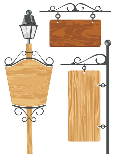 Коллекция деревянных вывесок
 - Вектор,изображение