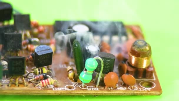 Damaged resistor on the printed circuit board. - Footage, Video