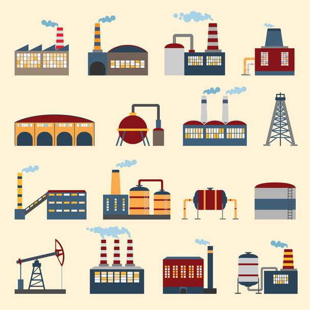 Iconos de edificios industriales
 - Vector, Imagen