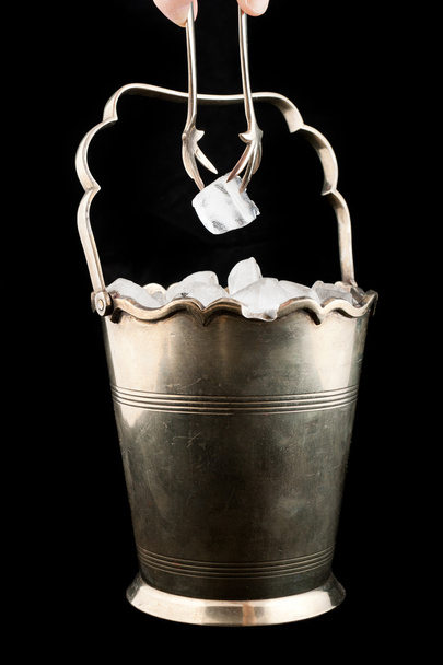 Silver bucket with ice - Photo, Image