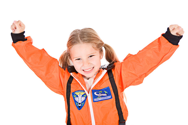 Occupations: Little Girl Dressed As Astronaut - Foto, immagini