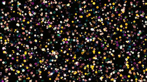 Kerstmis achtergrond van veelkleurige ronde confetti lichten op een zwarte achtergrond - Foto, afbeelding