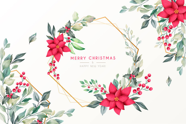 beautiful christmas background with watercolor nature design vector illustration - Vector, Image