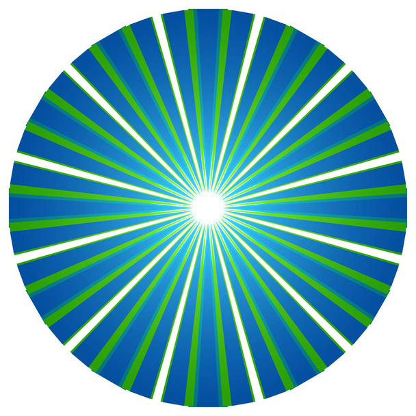 Abstrakcyjne koło z nakładającymi się szprychami geometryczny element konstrukcyjny. Okrągłe, promieniste, promieniujące linie kształt projektu - ilustracja wektor akcji, clip-art grafika - Wektor, obraz