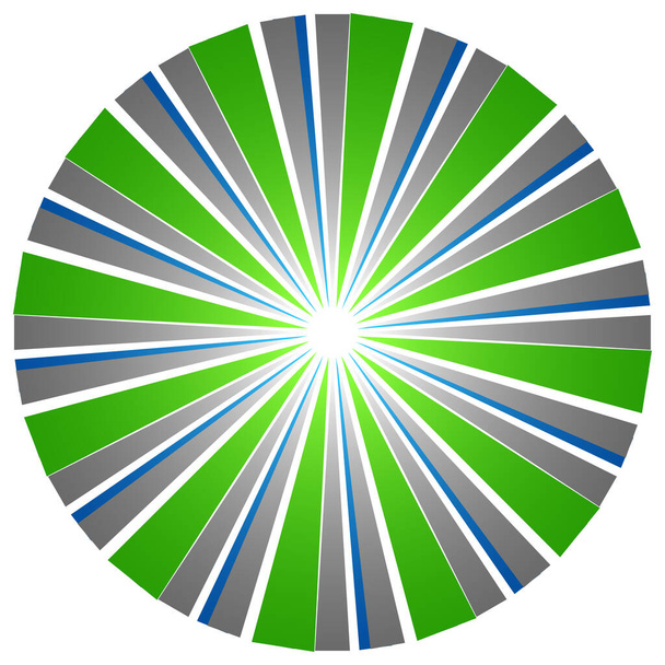 Abstract circle with overlapping spokes geometric design element. Circular, radial, radiating lines design shape - stock vector illustration, clip-art graphics - Vetor, Imagem