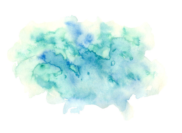 Bright emerald and blue watercolor background - 写真・画像
