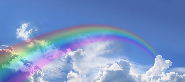 Rainbow on wide blue sky - Photo, Image