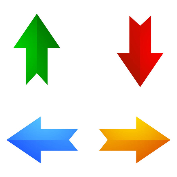 4-way arrows, pointers, cursors shapes - stock vector illustration, clip-art graphics - Vektör, Görsel
