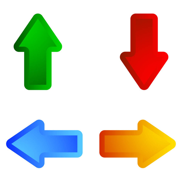 4-way arrows, pointers, cursors shapes - stock vector illustration, clip-art graphics - Vetor, Imagem